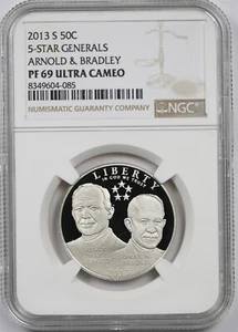 2013-S 5-Star Generals 50C NGC PF 69 UCAM Modern Commemorative Half Dollar - Picture 1 of 4