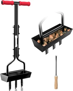 Lawn Aerator Garden Tool with Soil Core Tray, 38” Manual Grass Plug Aerators & a - Picture 1 of 12