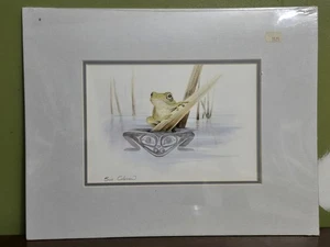 Stampa artistica vintage dell'artista Sue Coleman litografia "La rana" senza cornice 11" x 14" - Foto 1 di 4