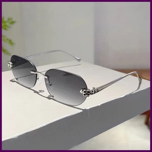 Gafas de sol ovaladas sin montura para hombre nuevas moda vintage degradadas informales tonos mujeres - Imagen 1 de 31