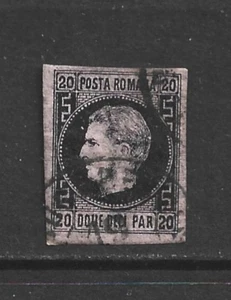 Romania 1866 20p Black on Pink Imperf Used - Picture 1 of 1