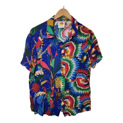 Camisa Farm Rio Botón Forrest Loro Tropical Boho Multicolor Mujer Grande Foto 1 de 4