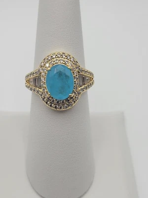 Bomb Party Corazón Iluminado RG37572 Cuarzo Azul Aqua Sobre Dorado Talla 7 Foto 1 de 4