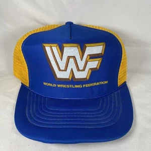 Vintage WWF Snapback Trucker Cap Mütze World Wrestling Federation blau & gelb - Bild 1 von 7