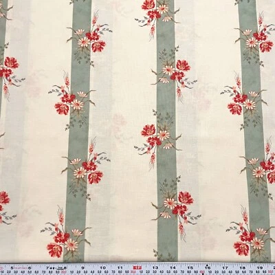 Etchings by 3 Sisters for Moda Striped Florals Cream Cotton by the HALF YARD - Image 1 of 2