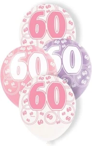 12" Latex Glitz Pink Birthday Balloons Pack of 6 - Picture 1 of 6