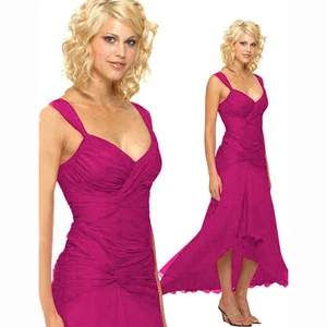 Stylish Floating High-Low Formal Cocktail Evening Party Bridesmaid Dress Magenta - Picture 1 of 4