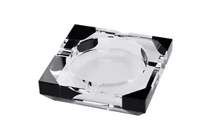 Zigarrenaschenbecher Kristall 4 Abl.,schwarz/klar, 15x15x4cm - Bild 1 von 3