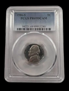 1986 PCGS PR69DCAM Proof Jefferson Nickel, Free Shipping 9/20 - Picture 1 of 2