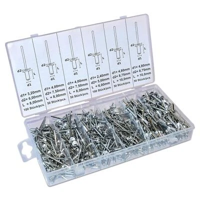 SONSTIGE 400 tlg Alu Blindnieten Set Sortiment Popnieten Nieten Sortierbox 2,4-4,8 -new-