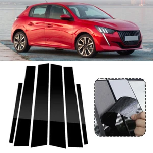 6Pcs Glossy Black Pillar Posts Door Side Cover Fit For Peugeot 208 2020-2024 - Picture 1 of 13