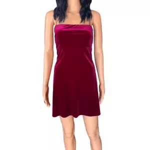 New Look ASOS Burgundy 90s Y2K Retro Velvet A-Line Mini Dress Size 10 NWT - Picture 1 of 7