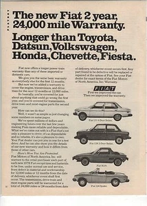 Anuncio original de revista Fiat 1978 - El nuevo Fiat 2 años 24.000 millas de garantía - Imagen 1 de 1