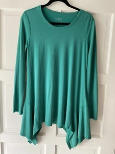 LOGO by Lori Goldstein Sanded Modal Top w/ hem detail, Small, Malachite green - Picture 1 of 6