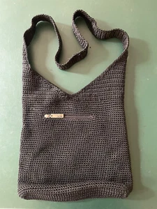 THE ORIGINAL SAK - BOHO BLACK CROCHET KNIT SHOULDER BAG/TOTE & ACCESSORY PURSE - Picture 1 of 6
