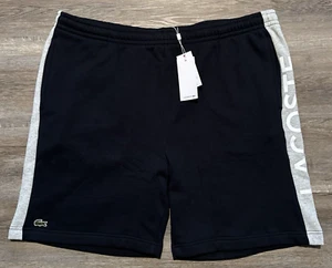 NEW Lacoste Men's Size 4XL 9 Regular Fit Navy Blue Gray Fleece Colorblock Shorts - Picture 1 of 8