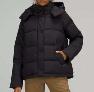 NEW Lululemon Wunder Puff 600 Down Filled Cropped Jacket Sz 8 Black NWT - Foto 1 di 6