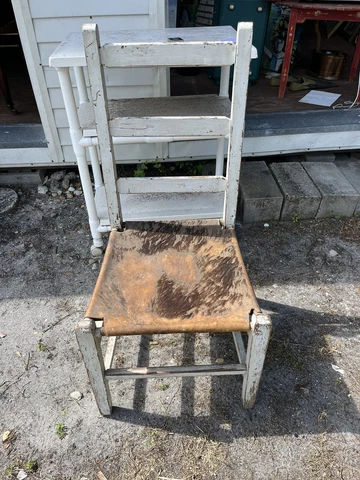 RUSTIC / PRIMITIVE SHORT CHAIRS WITH COWHIDE SEAT farmhouse handmade Cover