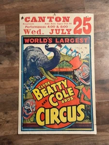 Pubblicità vintage anni 60 Clyde Beatty Cole Bros Circus Poster Canton Ohio 22x14 - Foto 1 di 7
