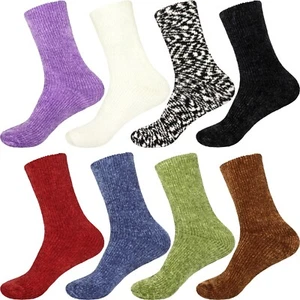 BambooMN Women's Soft Fuzzy Warm Cozy Thick Winter Casual Vintage Knit Socks - Picture 1 of 49