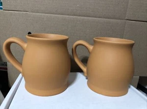 Clay Terracotta Set of 2 Cups-- mugs 4" Tall--3 1/2" wide - Picture 1 of 3