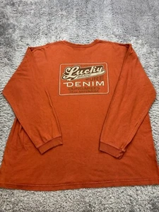 Vtg Lucky Brand Shirt Men 2XL Orange Knit Wear Pure Denim Dungarees Made In USA - Picture 1 of 12