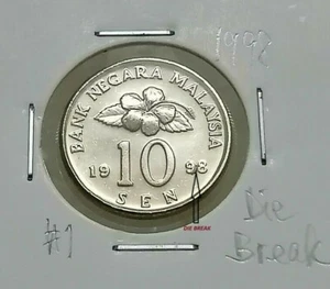 MALAYSIA 10sen coin 1998 ERROR DIE BREAK Very High Grade Congkak #1 - Picture 1 of 3