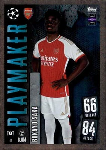 2023-24 Topps Match Attax UEFA Club Comp #41 Bukayo Saka PLAYMAKER - Picture 1 of 2