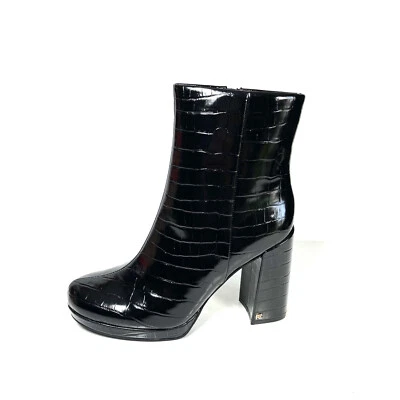 Botas al tobillo Rachel Zoe para mujer con plataforma estampado de cocodrilo charol negro 9 nuevas Foto 1 de 4