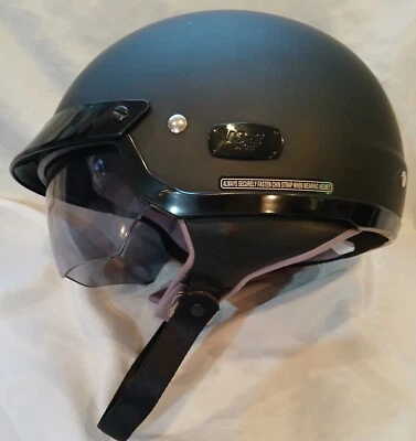 Motorcycle HJC IS-2 Solid Half Helmet, Matte Black, Size L, W/ Retractable Visor - Image 1 of 4