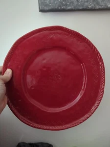 Vintage Vietri Solimene Uneven Round Red 11.5” Serving Dish Platter Plate Tray - Picture 1 of 13