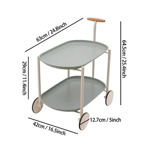2 Tier Rolling Cart Storage Cart with Handle Storage Organizer Cart Carbon Steel - Picture 1 of 23