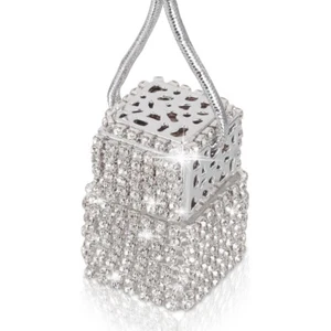 Silver Bottle Car Hanging Ornament Perfume Pendant Air Freshener Essential Bling - Picture 1 of 9