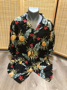 Reserve Hawaiian Shirt Button Up Shirt 100% Rayon Pineapple Fruit XL h96 - Picture 1 of 9