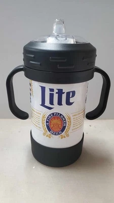 Adult Themed Full Wrap UV Printed 10 oz Insulated Sippy Cup beer miller lite - Image 1 of 4