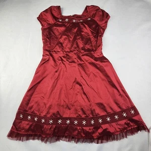 American Girl Red Holiday Dress Little Girls Size 7 Lined Zip Back Gems - Picture 1 of 8