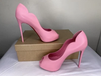 Christian Louboutin Womens Pumps Pink Size 7 Hot Chick Alta Peep Toe Stiletto - Image 1 of 4