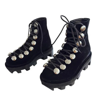 Alexander Wang Sam Lace-up Hook Platform Bootie in Black tone Women's Size 37 - Image 1 of 4