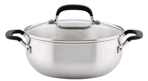 Cazuela KitchenAid con tapa, 4 cuartos, acero inoxidable cepillado - Imagen 1 de 6
