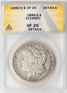 1896-S $1 Morgan Dollar ANACS VF25 Details Cleaned - Picture 1 of 4