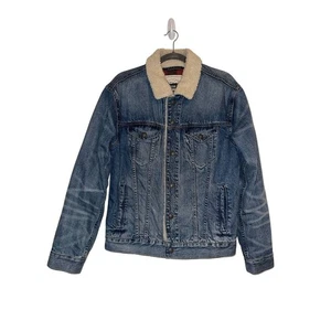 American Eagle Herren Blue Denim Trucker Chore Jacke Mantel Sherpa gefüttert - Größe S - Bild 1 von 11
