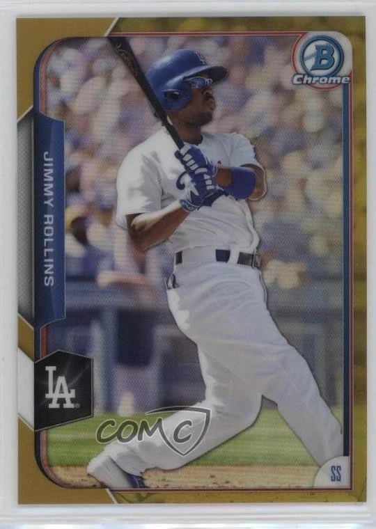 2015 Bowman Chrome Gold Refractor /50 Jimmy Rollins #34 - Image 1 of 2