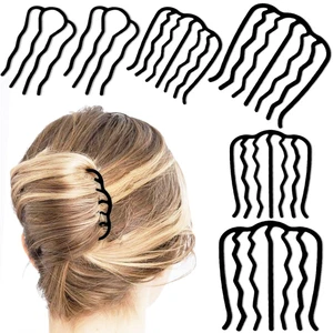 6 Stück Metall Haar Seitenkämme Haargabel Clip Zähne Haarnadel Stick für Hochsteckfrisur Dutt, - Bild 1 von 12