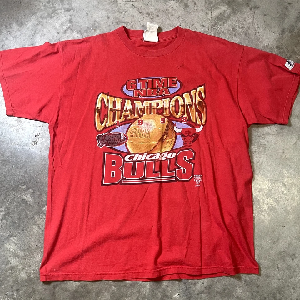 Camiseta vintage 1998 logotipo atlético Chicago Bulls Champions Foto 1 de 4