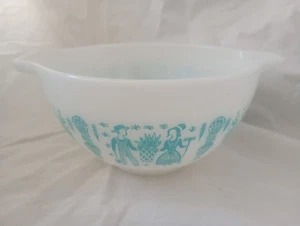 Vintage Pyrex Amish Butterprint Cinderella Rührschüssel 1 1/2 PT #441 Türkis AP - Bild 1 von 4