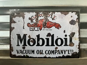 GARGOYLE MOBILOIL 12”x8” Metal GAS SIGN MOBILGAS MOBIL VACUUM OIL BUY MORE &SAVE - Picture 1 of 1