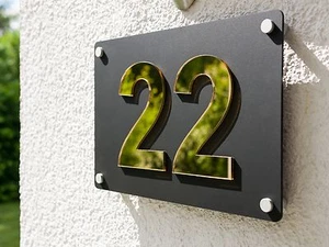 House Number Gold Acrylic / Satin Finish Black - Picture 1 of 12