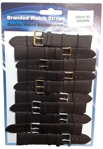 Großhandel Restposten: - 10 Stück extra lang - 20 mm - BRAUN - Leder - Uhrenarmbänder. - Bild 1 von 1