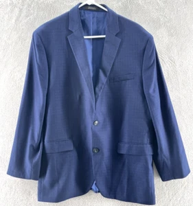Perry Ellis Portfolio Blazer Mens Sz 44 R Blue Check Two Button Slim Fit Jacket - Picture 1 of 6