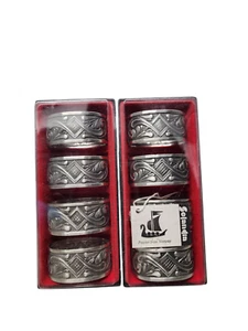 Vintage Selandia Norwegian Pewter Napkin Rings - Set of 8 - NOS - Picture 1 of 4